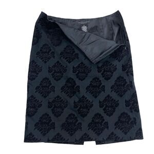 Black Velvet Damask Pencil Skirt Womens 4 Whimsigoth Vintage Inspired Witchy 90s